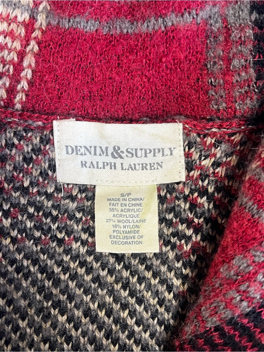 Denim & Supply Ralph Lauren Plaid Wool Blend Shawl Cardigan Heritage S - Picture 4 of 16